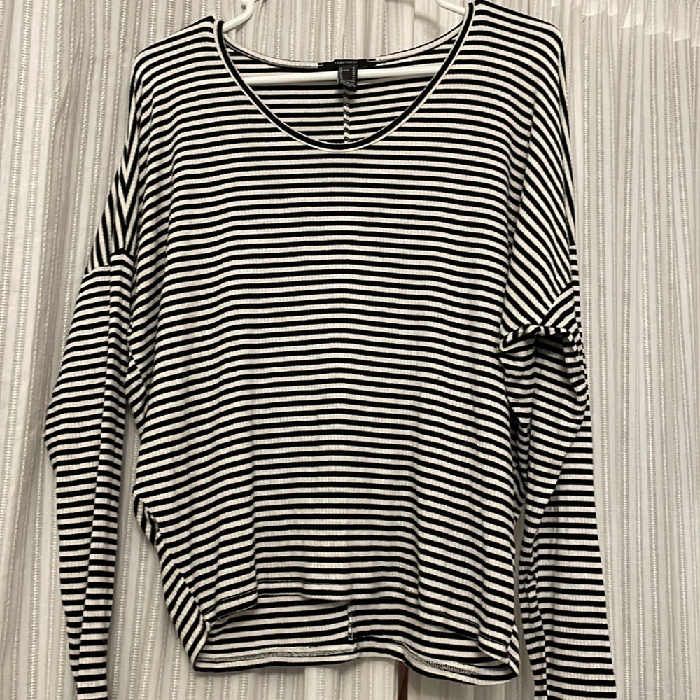 Forever 21 black white striped top. Size Medium